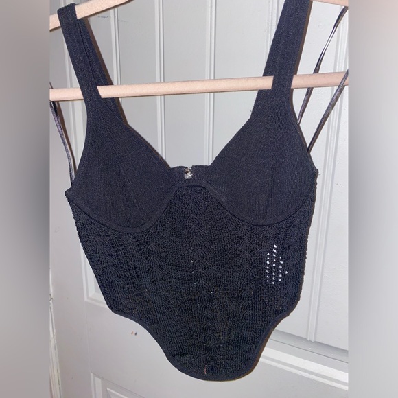 Garage Black Crochet Corset Top | SIZE: S - Picture 1 of 9